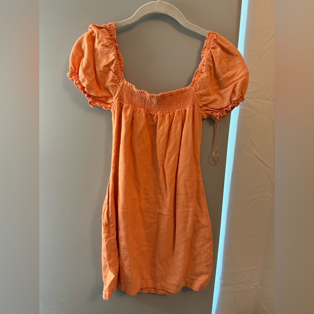 Abercrombie orange mini puff sleeve dress